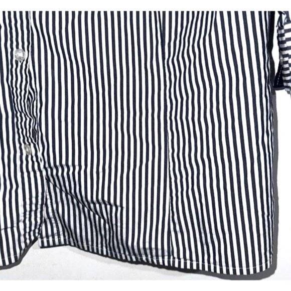 Basic Editions Womens 3X Black & White Striped Button-Down Shirt - Picture 5 of 7